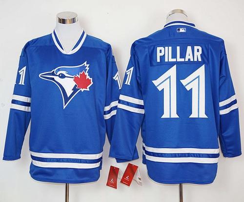 Blue Jays #11 Kevin Pillar Blue Long Sleeve Stitched MLB Jersey - Click Image to Close